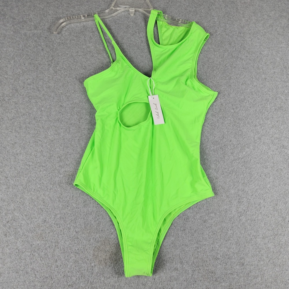 Edel Qual Swimsuit Womens S Lime Green Cutout Front One Piece Adjustable Strap